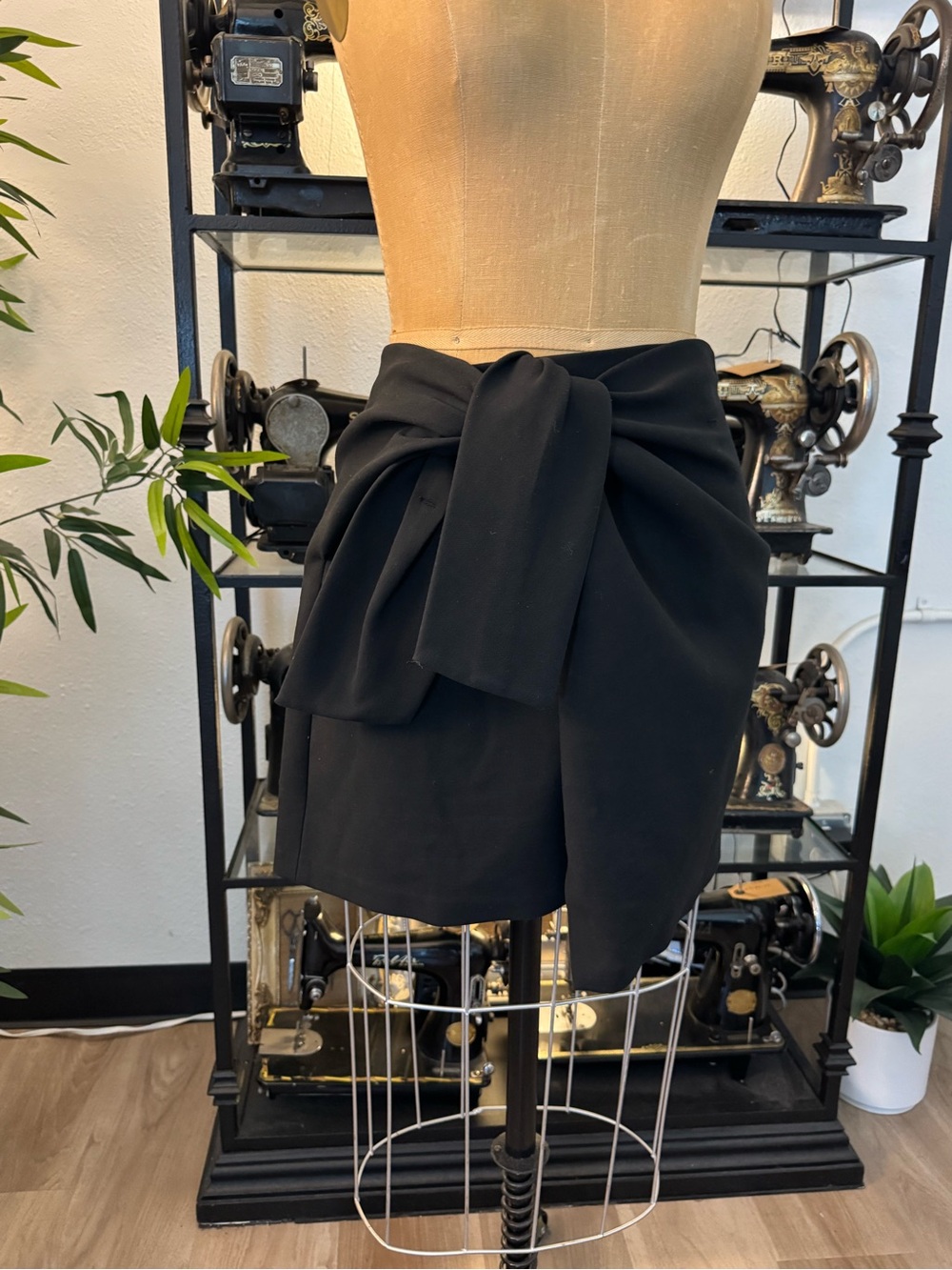 Zara Black Front-Tie Mini Skirt